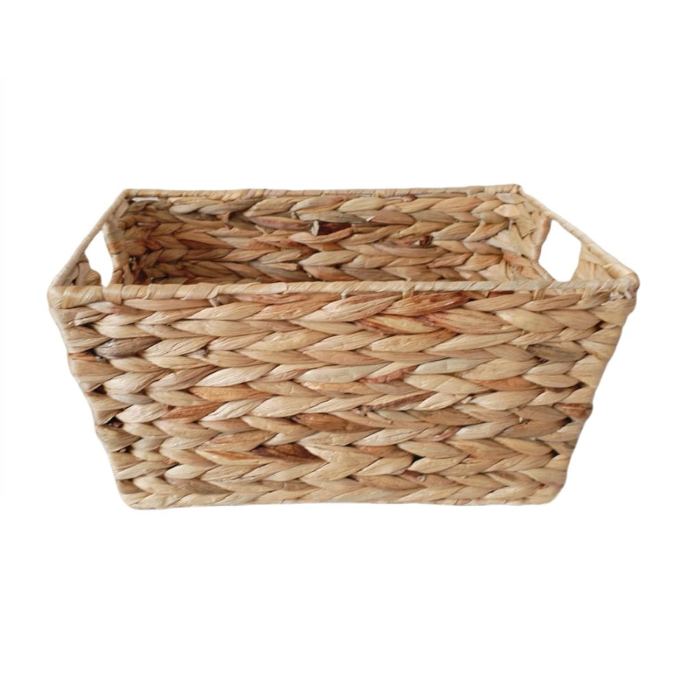 Panier de forme rectangulaire évasée en jacinthe d'eau