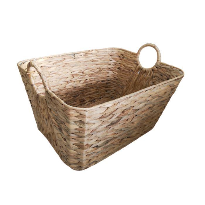 Panier en jacinthe d'eau naturelle avec poignées rondes