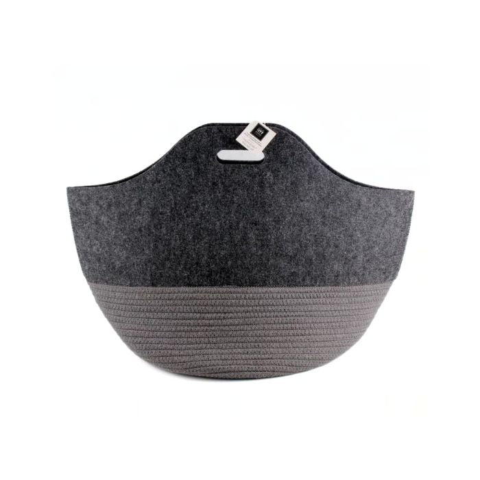 Panier 15 po x 16 po en feutre et coton gris