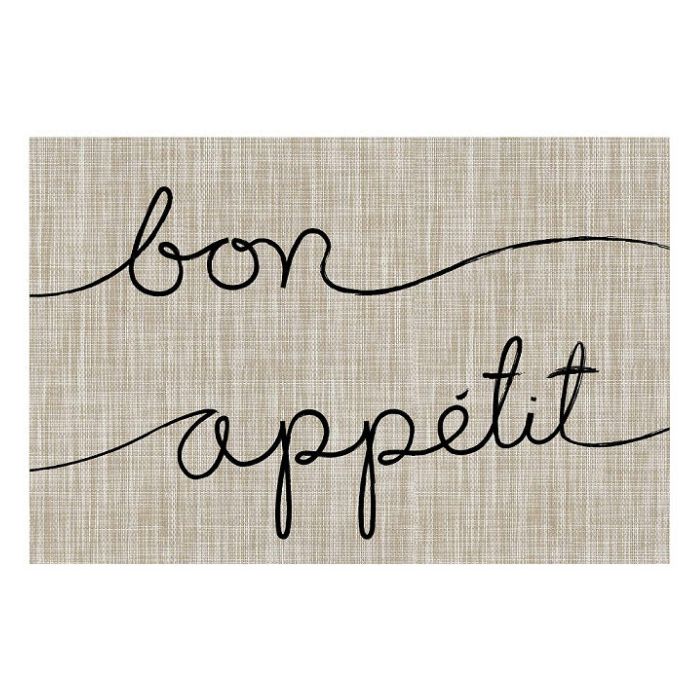 Napperon en textilène "Bon appétit" beige et noir
