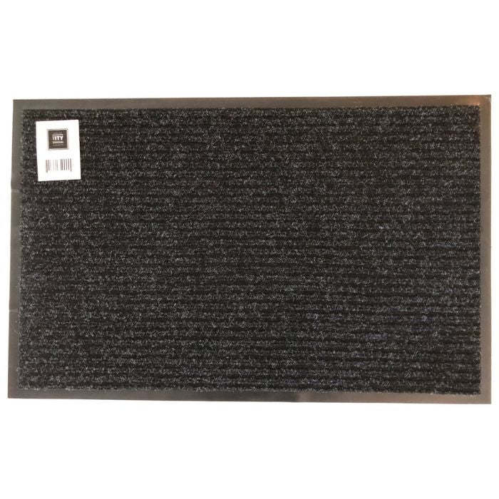 Tapis côtelé noir endos en caoutchouc noir