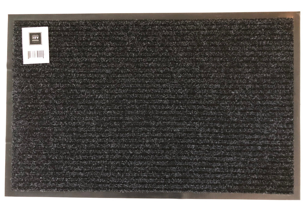 Tapis 24 po x 59 po côtelé noir endos caoutchouc noir