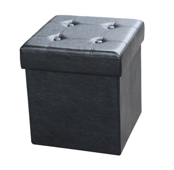 Pouf ottoman pliable avec rangement 15 po x 15 po noir