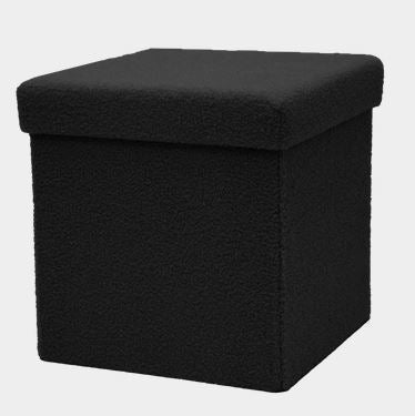 Pouf ottoman 15 po pliable en tissu doux noir