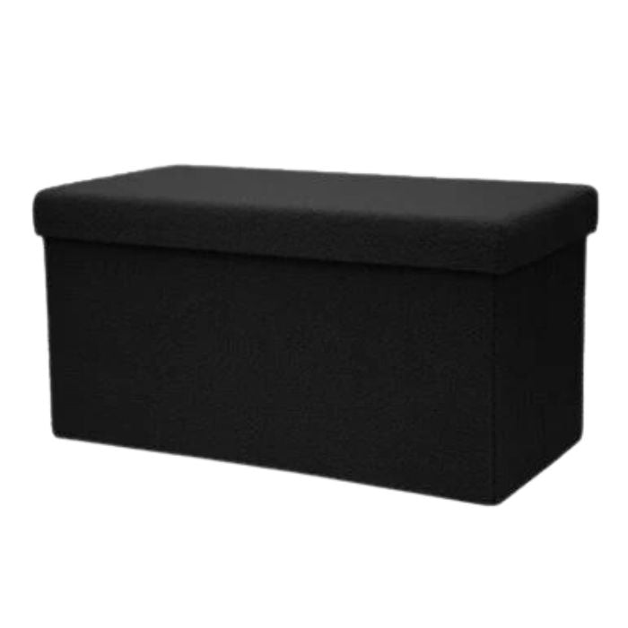 Pouf rectangulaire pliable 15 po x 30 po avec tissu doux noir