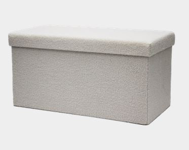 Pouf ottoman rectangle 15 po x 30 po pliable en tissu doux blanc