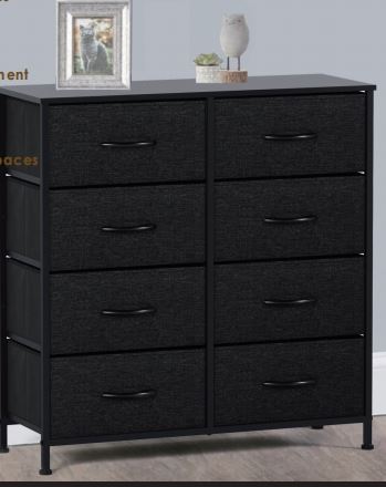Meuble à 8 tiroirs en tissu noir 31,5 po x 11,8 po x 32,1 po