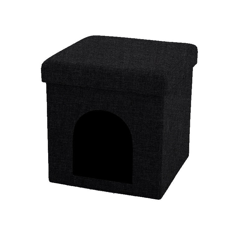 Pouf pliable 15 po x 15 po avec un lit pour animal noir