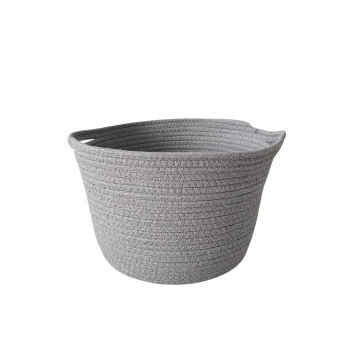 Panier rond en corde avec poignées 14 po x 10 po gris