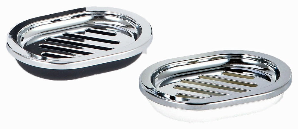 Porte-savon chrome et plastique blanc