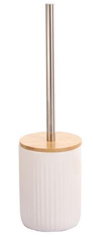 Brosse à toilette en bambou et céramique blanche