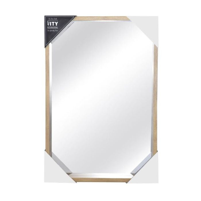 Miroir 20 po x 28 po avec bord en bois