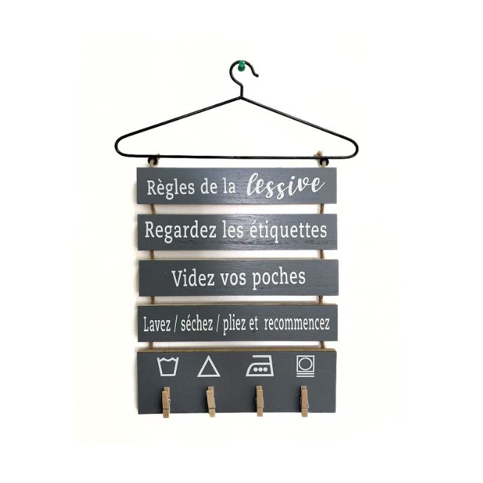 Plaque murale sur un cintre Règles de la lessive 11,6 po x 18,7 po