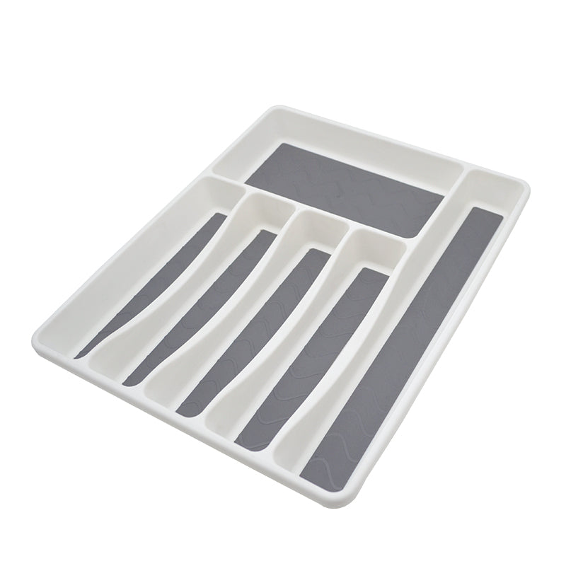 Plateau à ustensiles avec antidérapant 12 po x 15 po blanc et gris