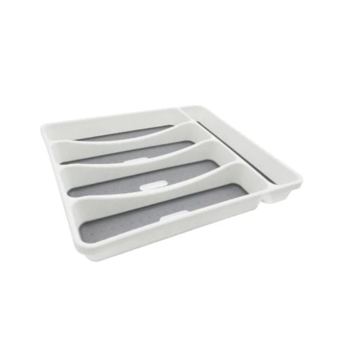 Plateau à ustensiles avec antidérapant 11,5 po x 13 po blanc et gris