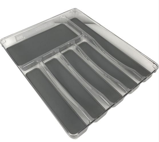 Plateau à ustensiles transparent et antidérapant 12 po x 15 po gris