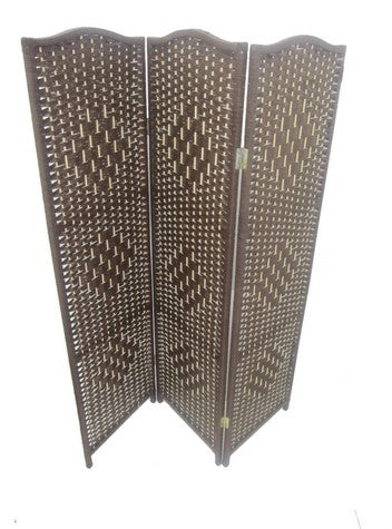 Paravent en bambou 3 sections brun chocolat