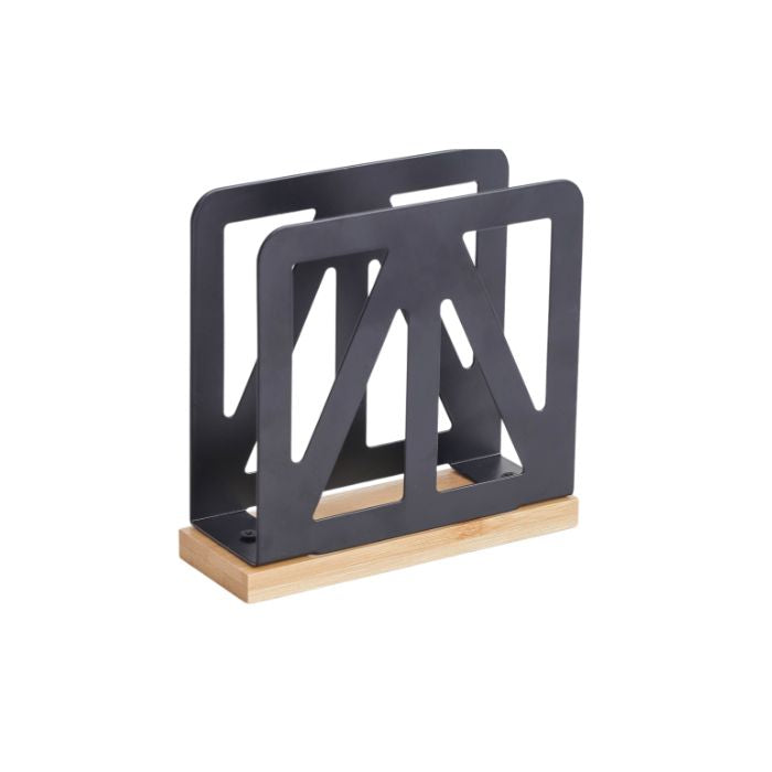 Porte-serviettes de table en métal et bambou