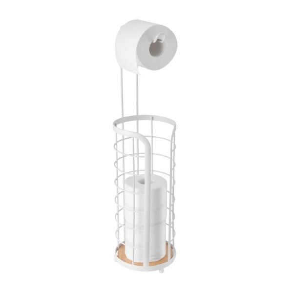 Porte-papier hygiénique blanc et bambou