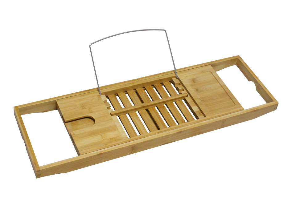 Support à baignoire extensible en bambou