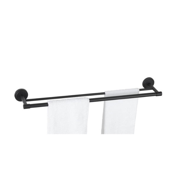 Support à serviette double 18 po noir mat