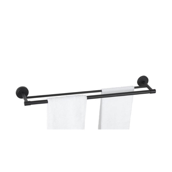 Support à serviette double 24 po noir mat