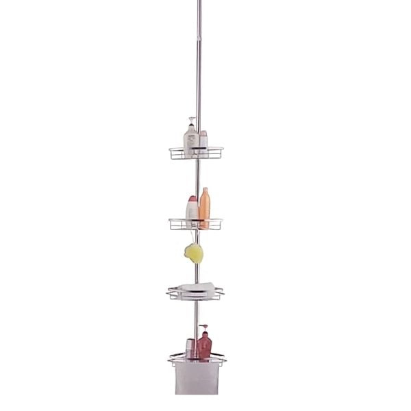 Étagère de douche extensible à 4 étages chromé 14 po x 9,6 po x 57-114 po