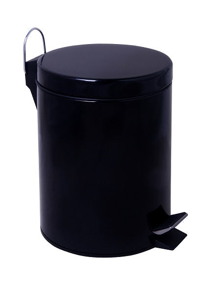 Poubelle ronde à pédale 3 L en acier inoxydable noir