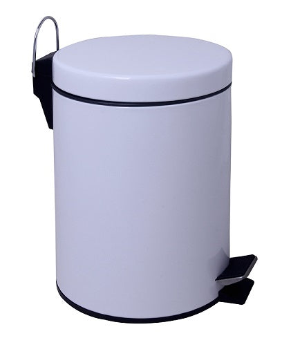 Poubelle ronde à pédale 3 L en acier inoxydable blanc