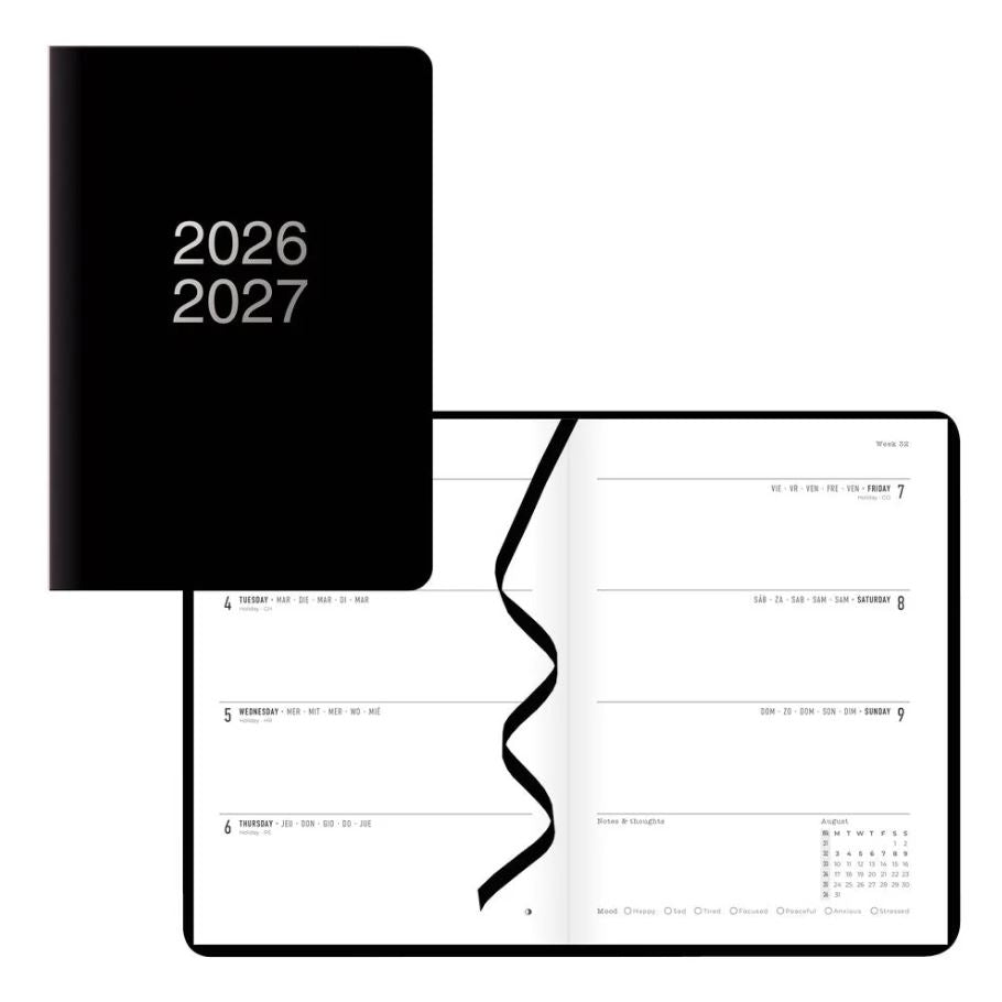 Agenda académique hebdomadaire 8 po x 6 po Dazzle noir