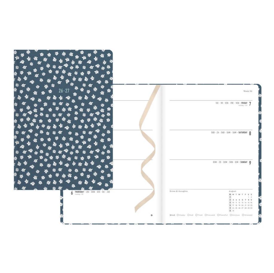 Agenda académique hebdomadaire 8 po x 6 po Letts avec marguerites