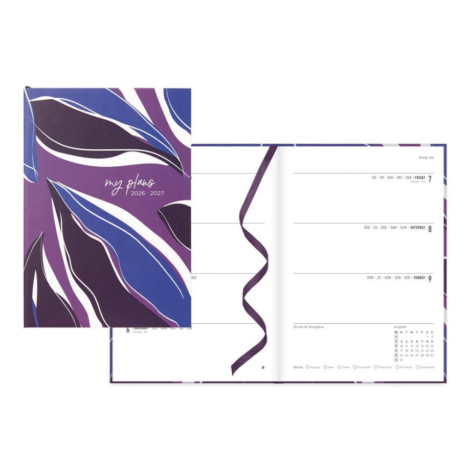 Agenda académique hebdomadaire 8 po x 6 po Letts Botanique prune