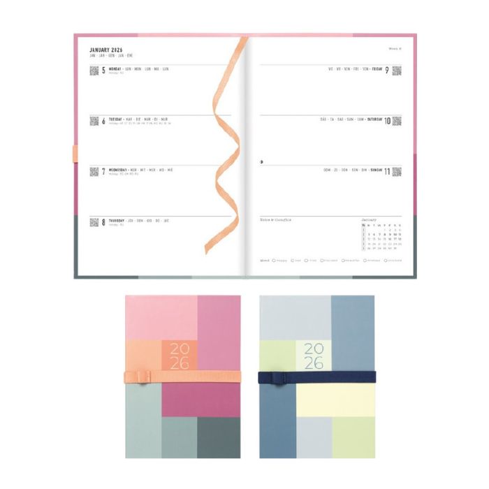 Agenda hebdomadaire/mensuel 8 po x 6 po Letts Gradient bleu