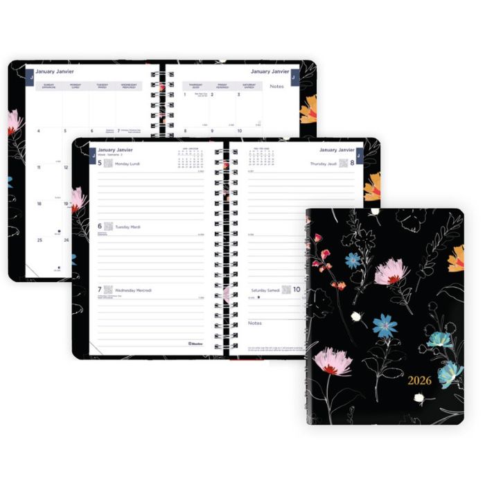 Agenda hebdomadaire/mensuel 8 po x 5 po Blueline Floral