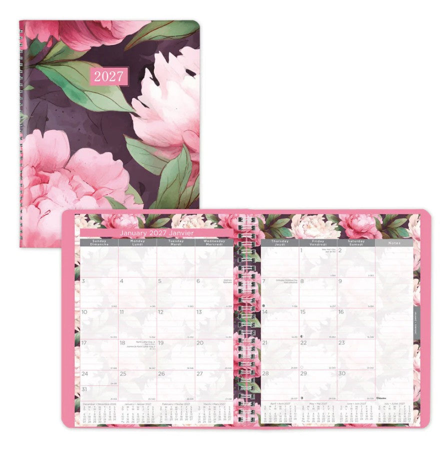 Agenda mensuel 9 po x 7 po Blueline rose cancer du sein