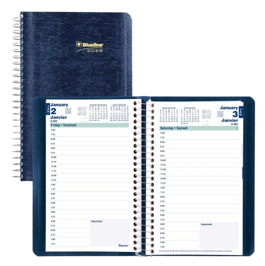 Agenda quotidien 8 po x 5 po Blueline