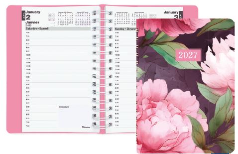 Agenda quotidien 8 po x 5 po Blueline Ruban rose
