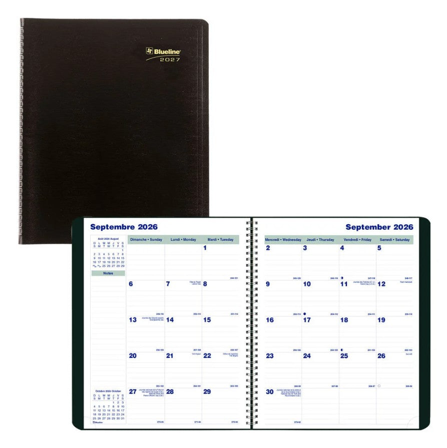 Agenda mensuel 16 mois 11 po x 9 po Blueline noir