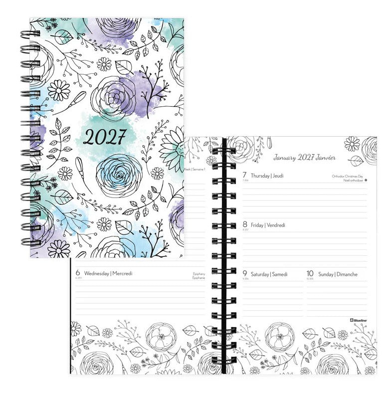 Agenda hebdomadaire 8 po x 5 po Blueline à colorier