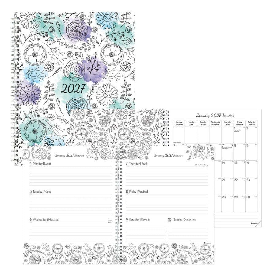 Agenda hebdomadaire 11 po x 8,5 po Blueline à colorier