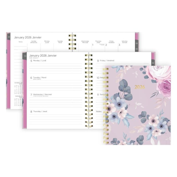 Agenda hebdomadaire/mensuel 11 po x 8,5 po Blueline lavande florale