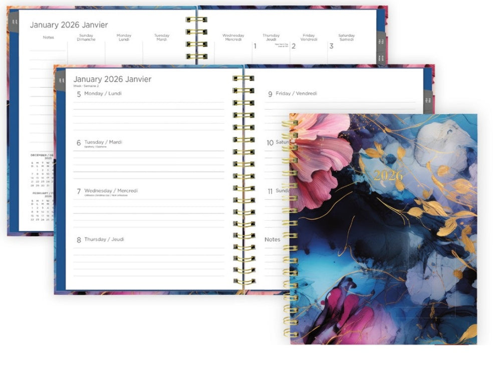 Agenda hebdomadaire/mensuel 11 po x 8,5 po Blueline floral nocturne