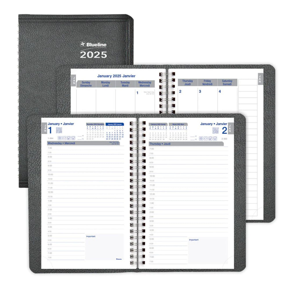 Agenda quotidien 8 po x 5 po Blueline Net Zero Carbon noir