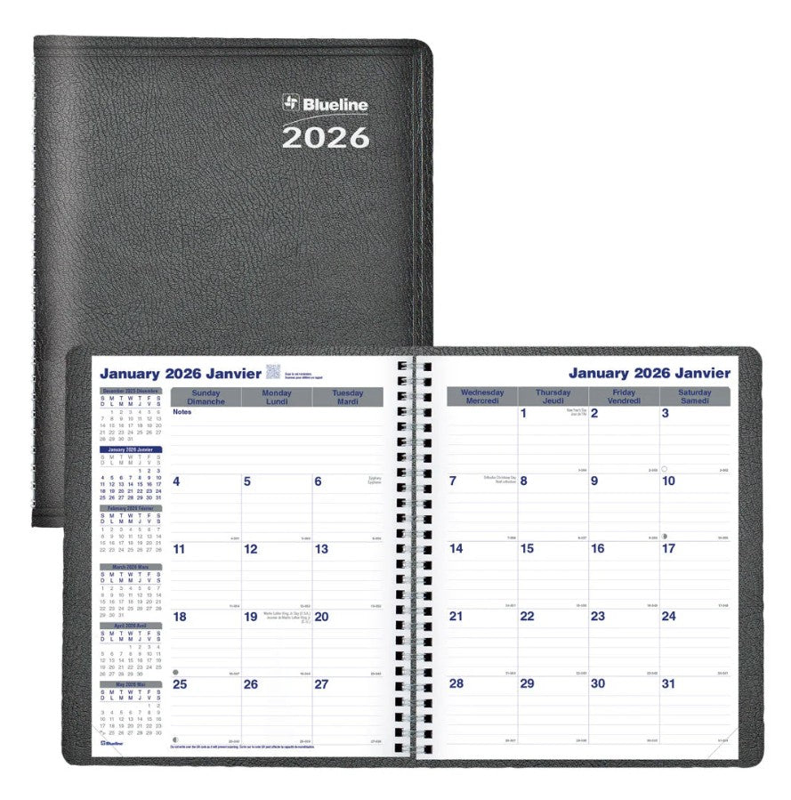 Agenda mensuel 9,25 po x 7,25 po Blueline Net Zero Carbon noir