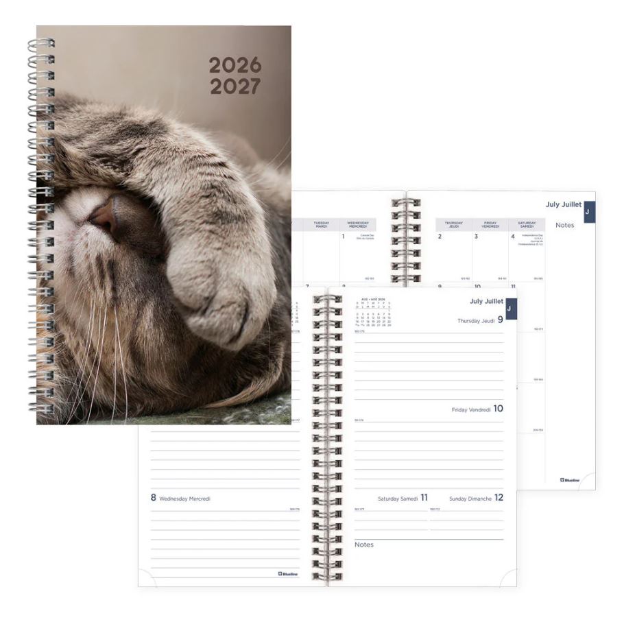 Agenda académique hebdomadaire/mensuel 8 po x 5 po Blueline animal