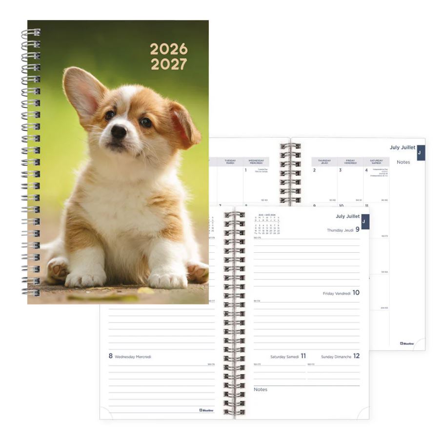 Agenda académique hebdomadaire/mensuel 8 po x 5 po Blueline animal