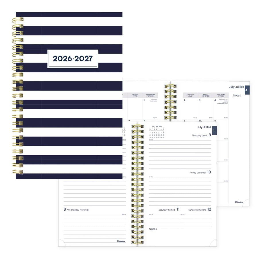Agenda académique hebdomadaire/mensuel 8 po x 5 po Blueline Nautique Cabana