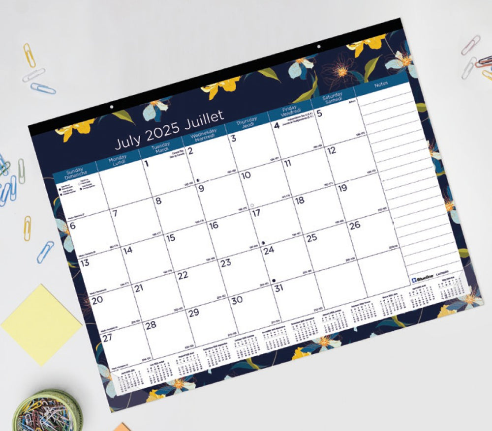 Calendrier sous-main académique mensuel 22 po x 17 po blossom