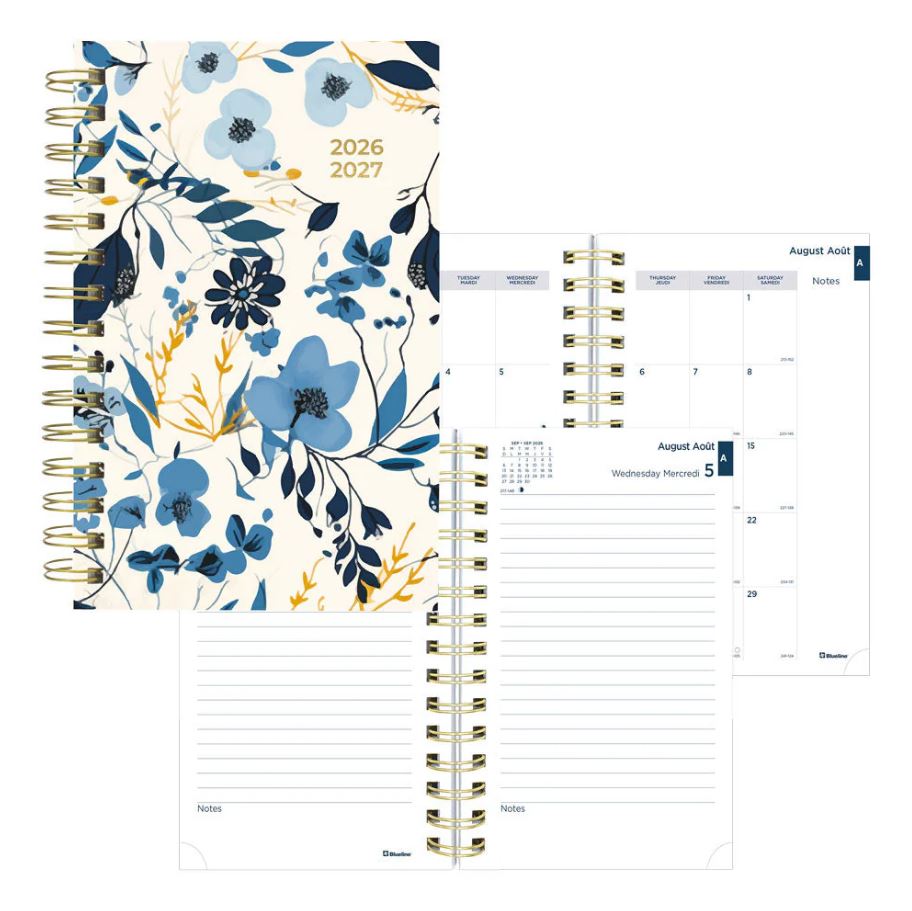 Agenda académique quotidien 8 po x 5 po Blueline Blossom