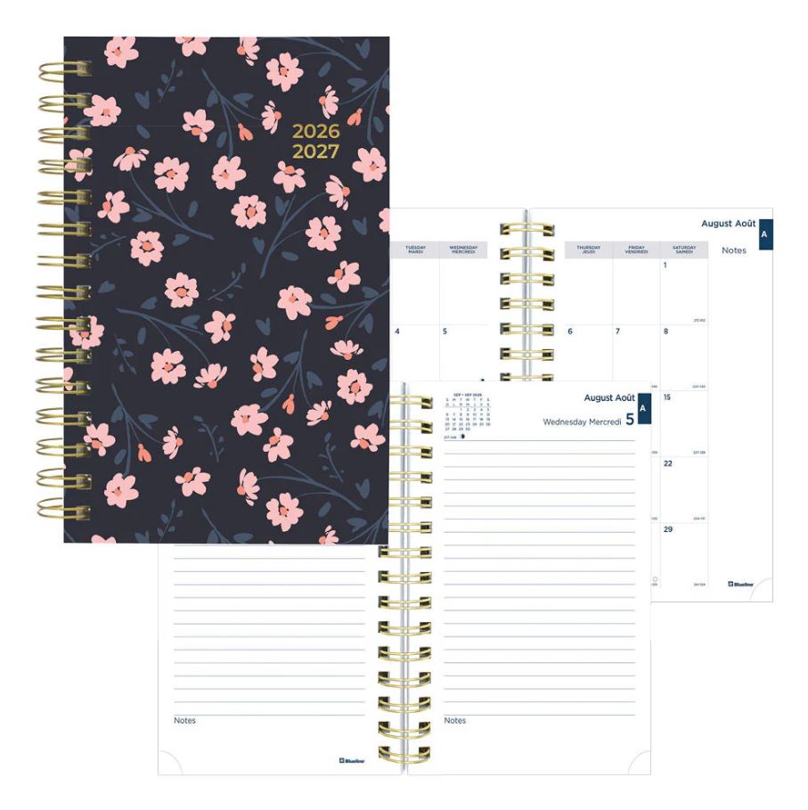Agenda académique quotidien 8 po x 5 po Blueline Blossom